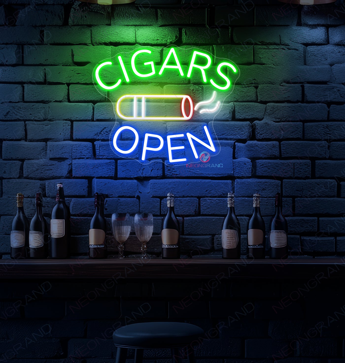 Cigar Open Neon Sign Storefront LED Light For Business