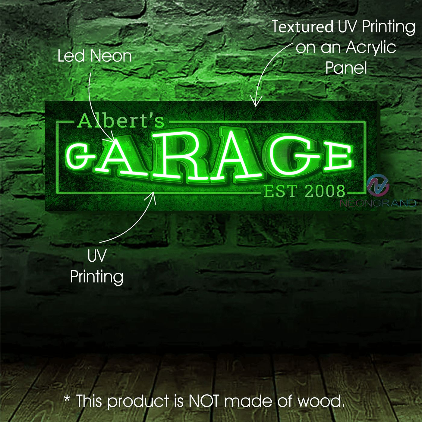Custom Neon Garage Signs Led Light green 1