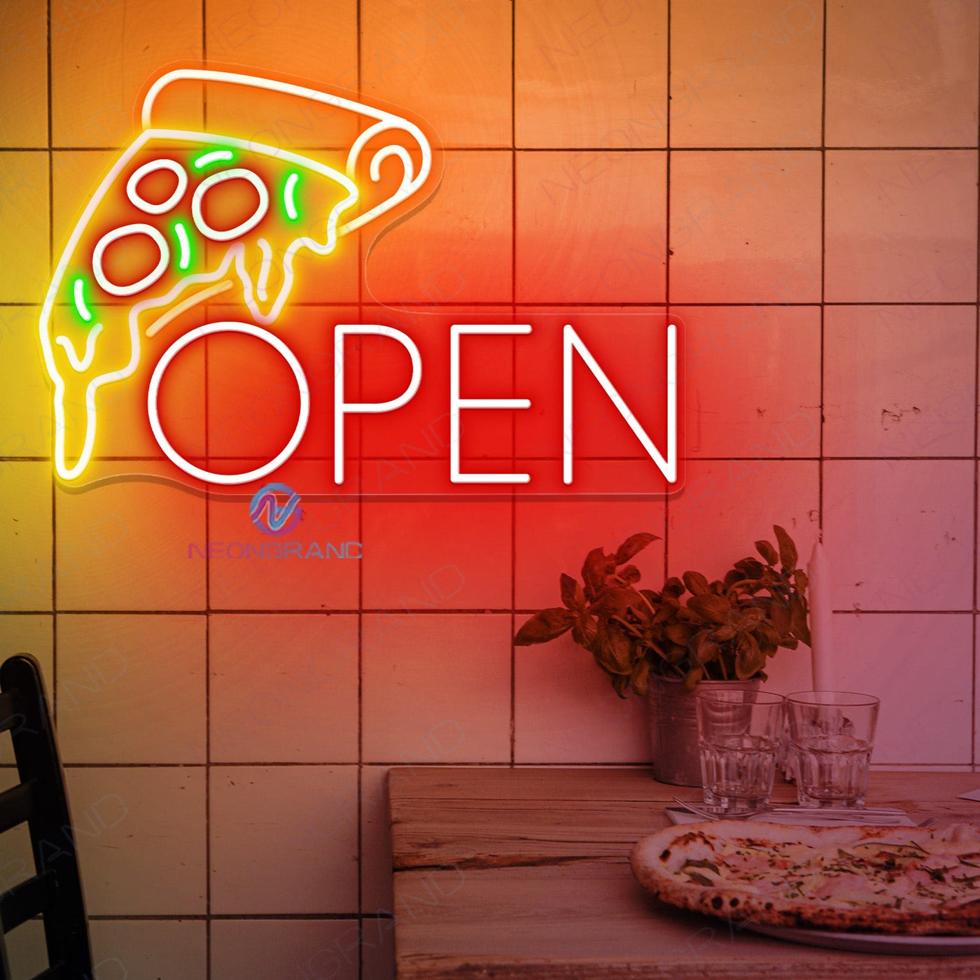 Pizza Open Neon Sign Led Light red 1