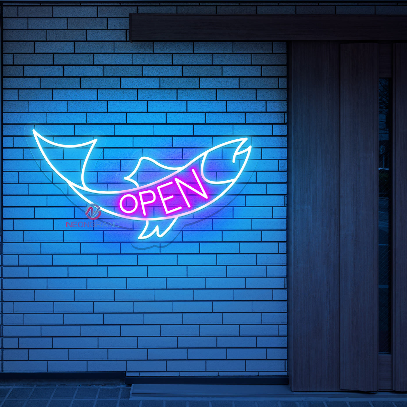 Fish Open Neon Sign Storefront Led Light