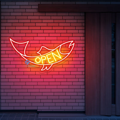 Fish Open Neon Sign Storefront Led Light