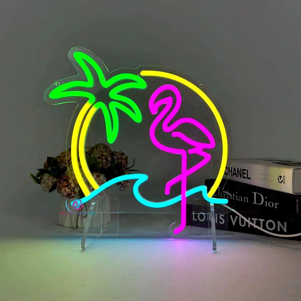 Flamingo Palm Tree Neon Sign For Summer Vibe
