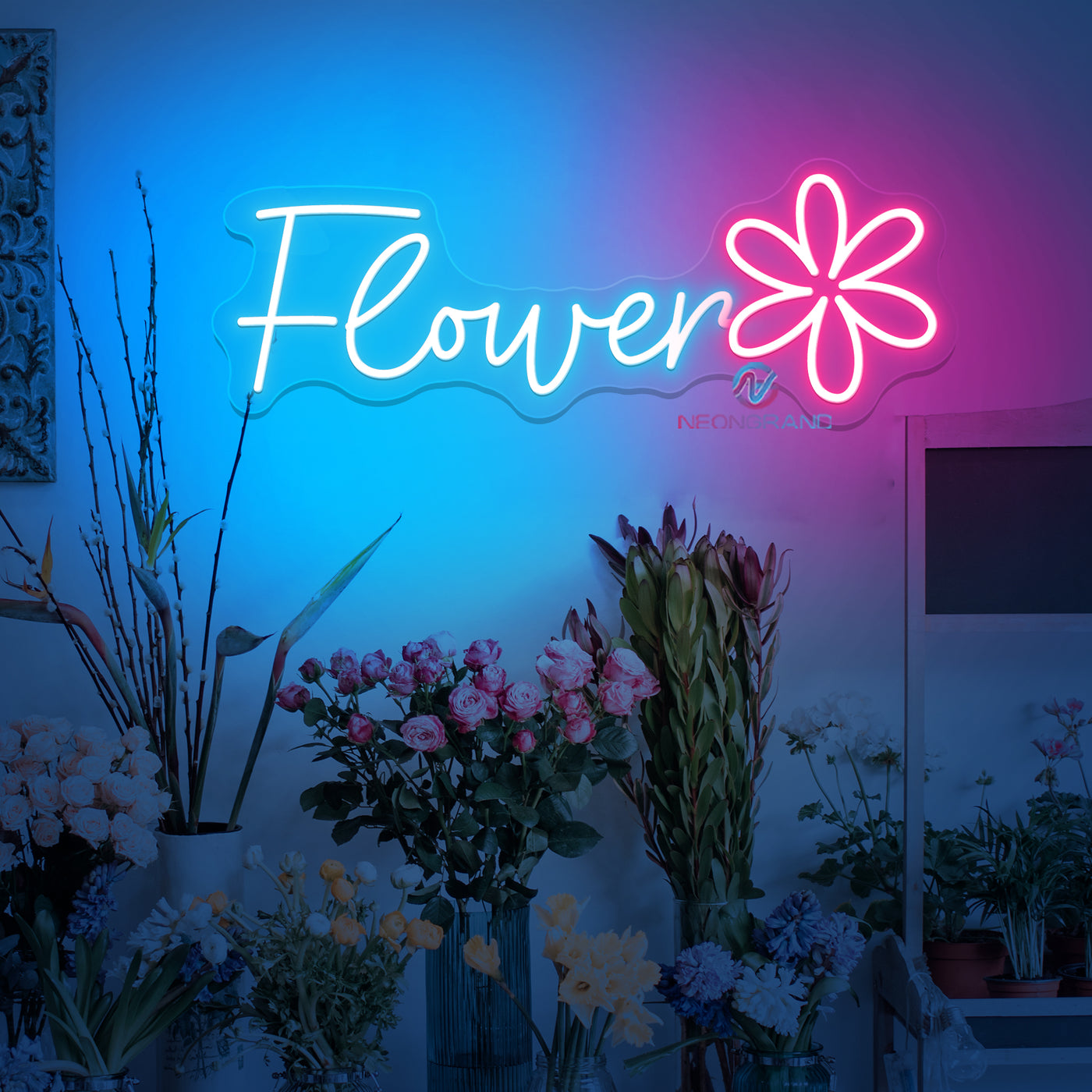 Flower Neon Sign Florist Shop LED Light