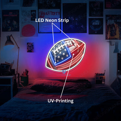 Football Neon Sign UV-Printing LED Light For Game Room