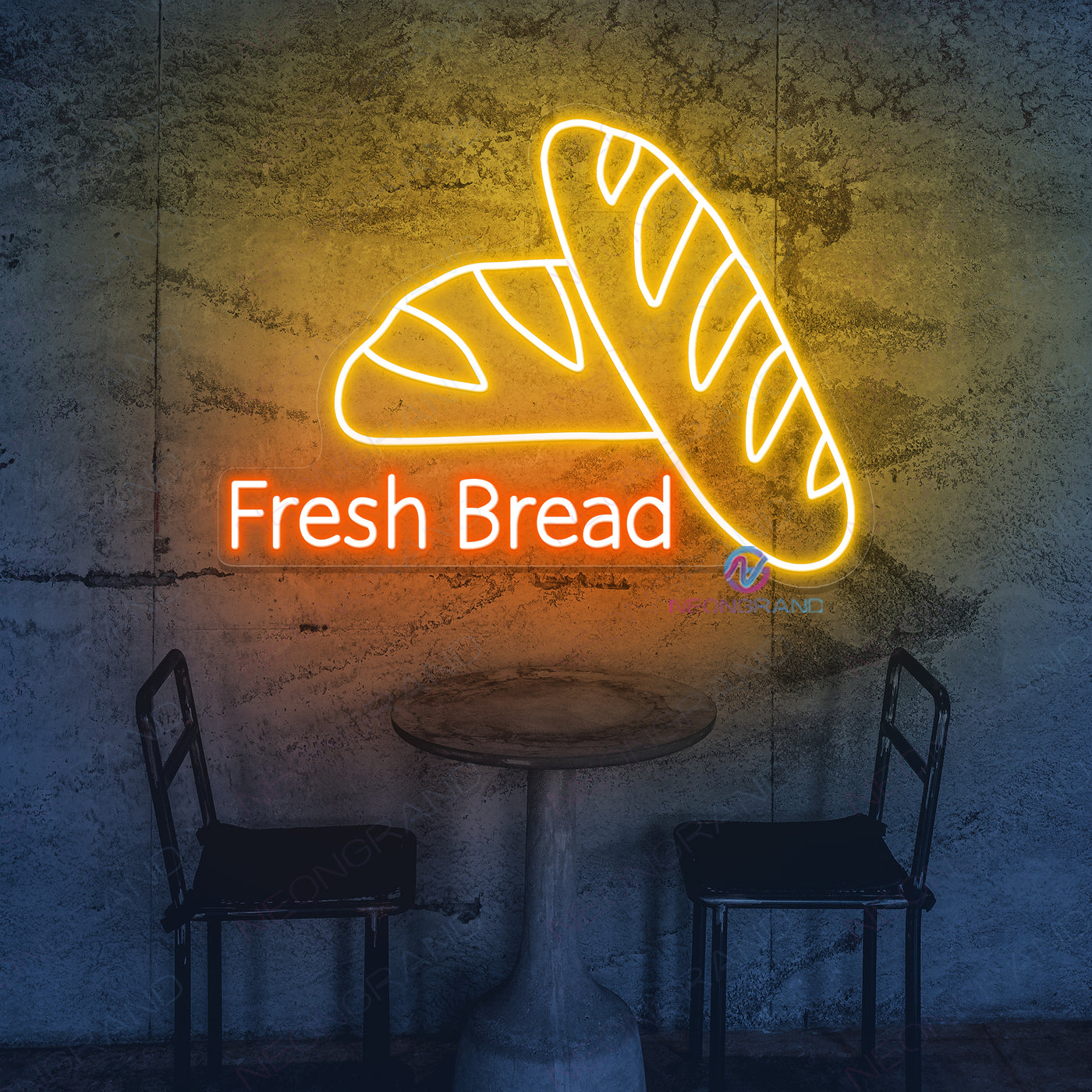 Fresh Bread Neon Sign Kitchen Led Light Orange