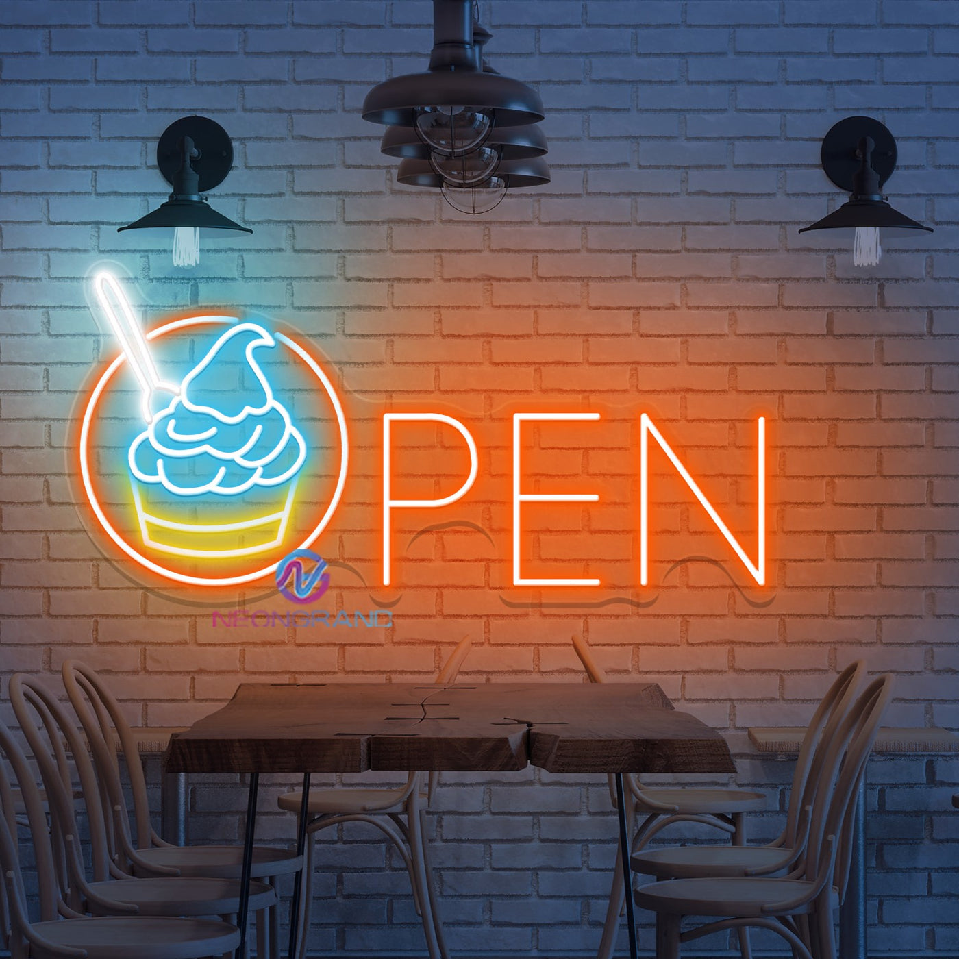 Frozen Yogurt Open Neon Sign Storefront Led Light