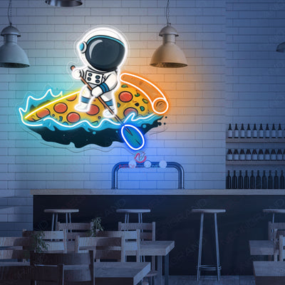 Pizza Neon Sign Astronaut UV-Printed Led Light