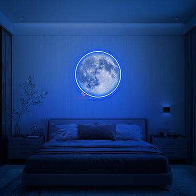 Full Moon Neon Sign UV Printing Inspirational LED Light