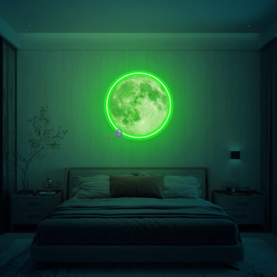 Full Moon Neon Sign UV Printing Inspirational LED Light