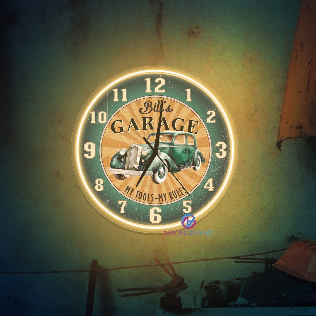 Clock Neon Sign Custom Garage Led Light NeonGrand - Main Image