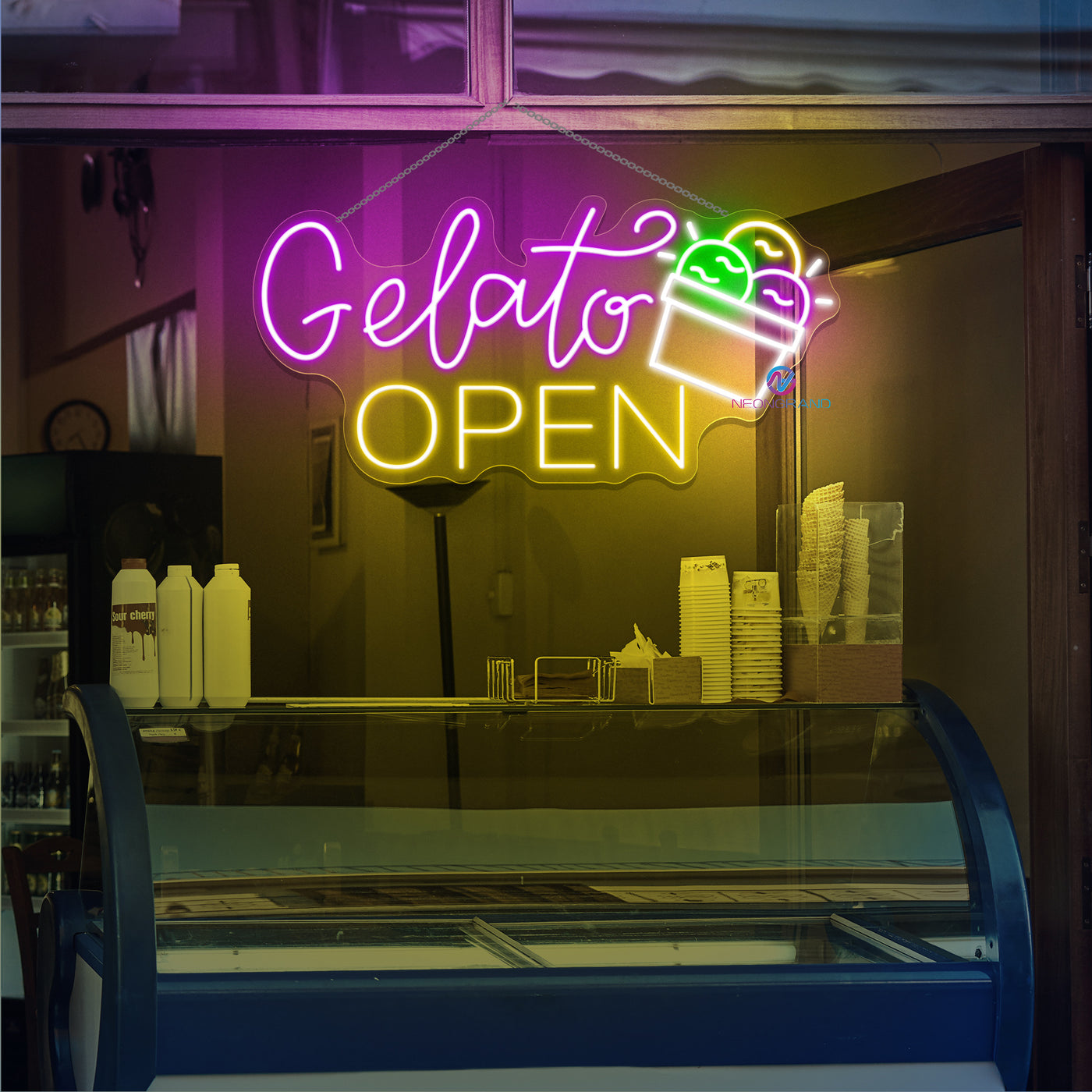 Gelato Open 24/7 Neon Sign Ice Cream Led Light