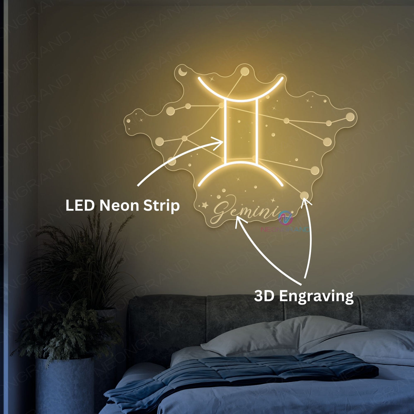 Gemini Neon Sign Zodiac Inspirational LED Light