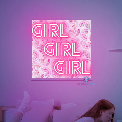 Girl Girl Girl Neon Sign Aesthetic UV Printing LED Light For Room