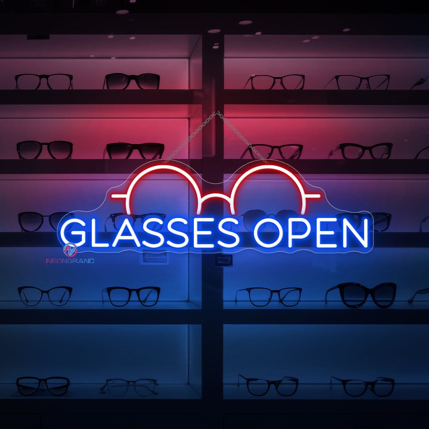 Glasses Open Neon Sign Optical Storefront LED Light