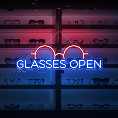 Glasses Open Neon Sign Optical Storefront LED Light