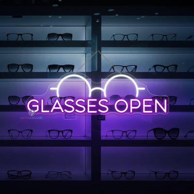 Glasses Open Neon Sign Optical Storefront LED Light