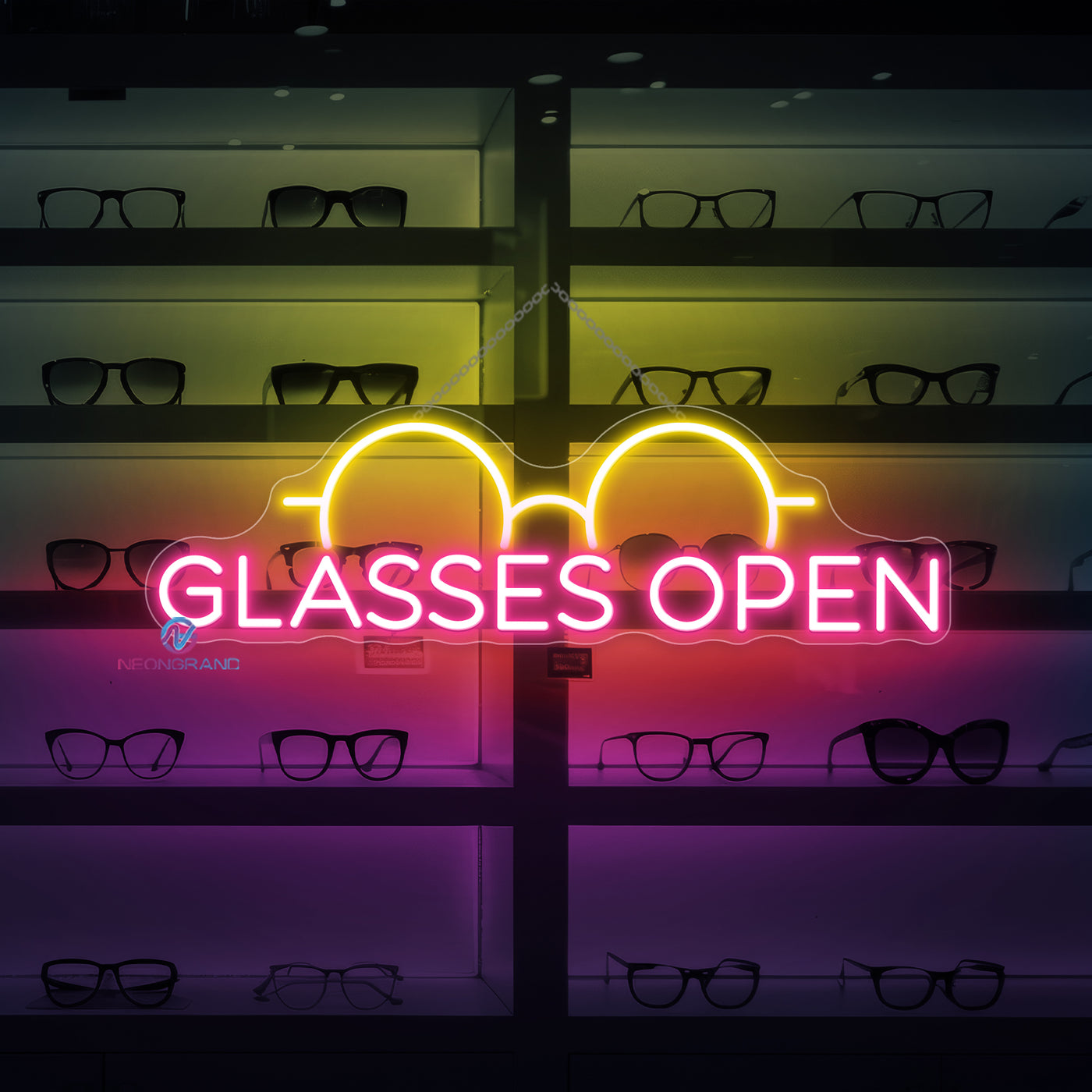 Glasses Open Neon Sign Optical Storefront LED Light