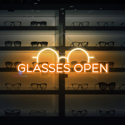 Glasses Open Neon Sign Optical Storefront LED Light