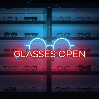 Glasses Open Neon Sign Optical Storefront LED Light
