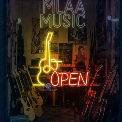 Guitar Open Neon Sign Storefront LED Light