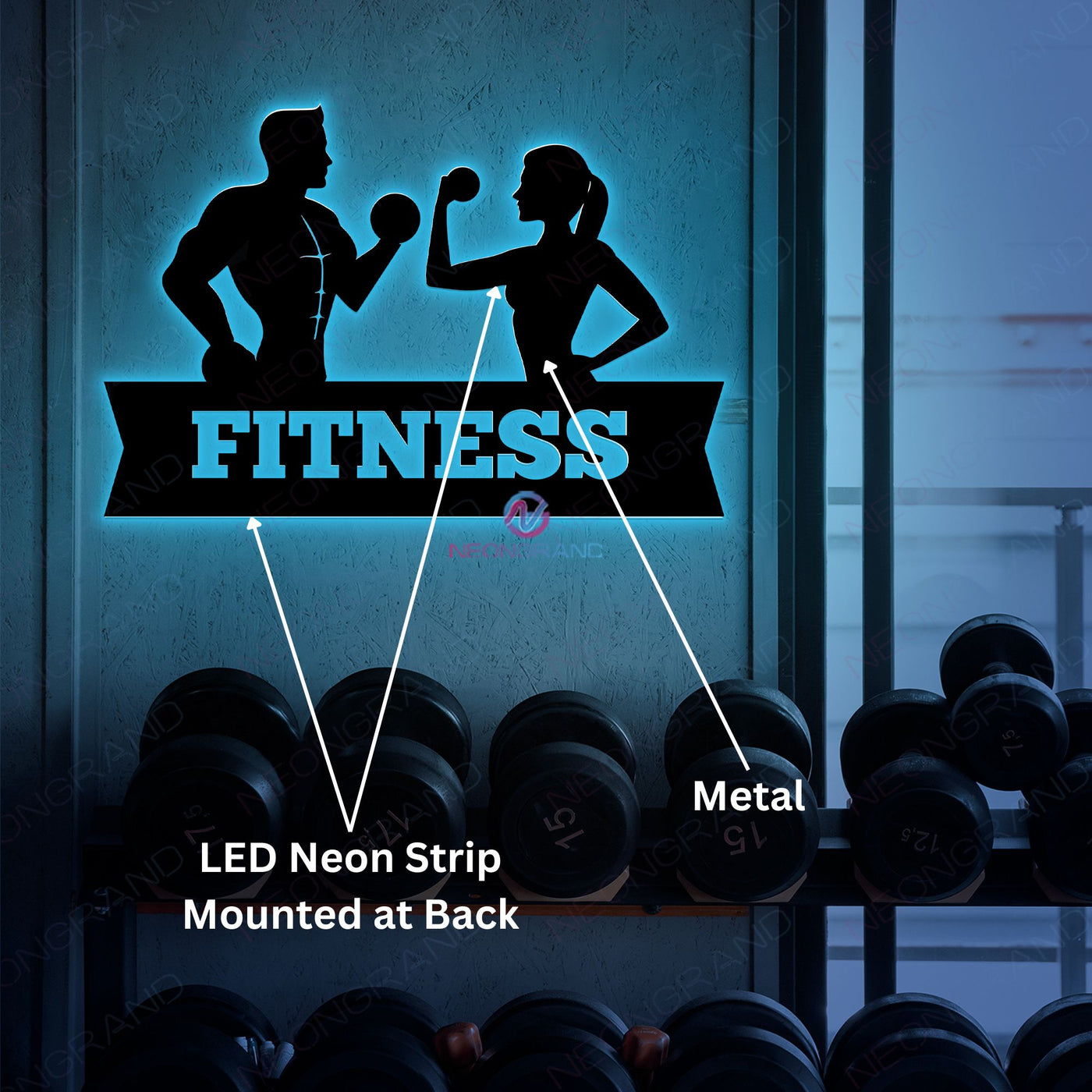 Gym Neon Sign Fitness Metal Led Light