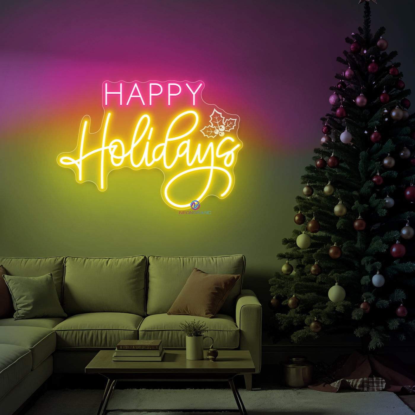 Happy Holidays Neon Sign Engraving Christmas LED Light