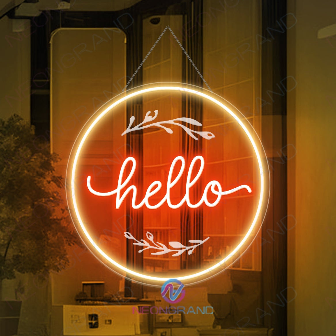 Hello Neon Sign 3D-Engraving Storefront LED Light