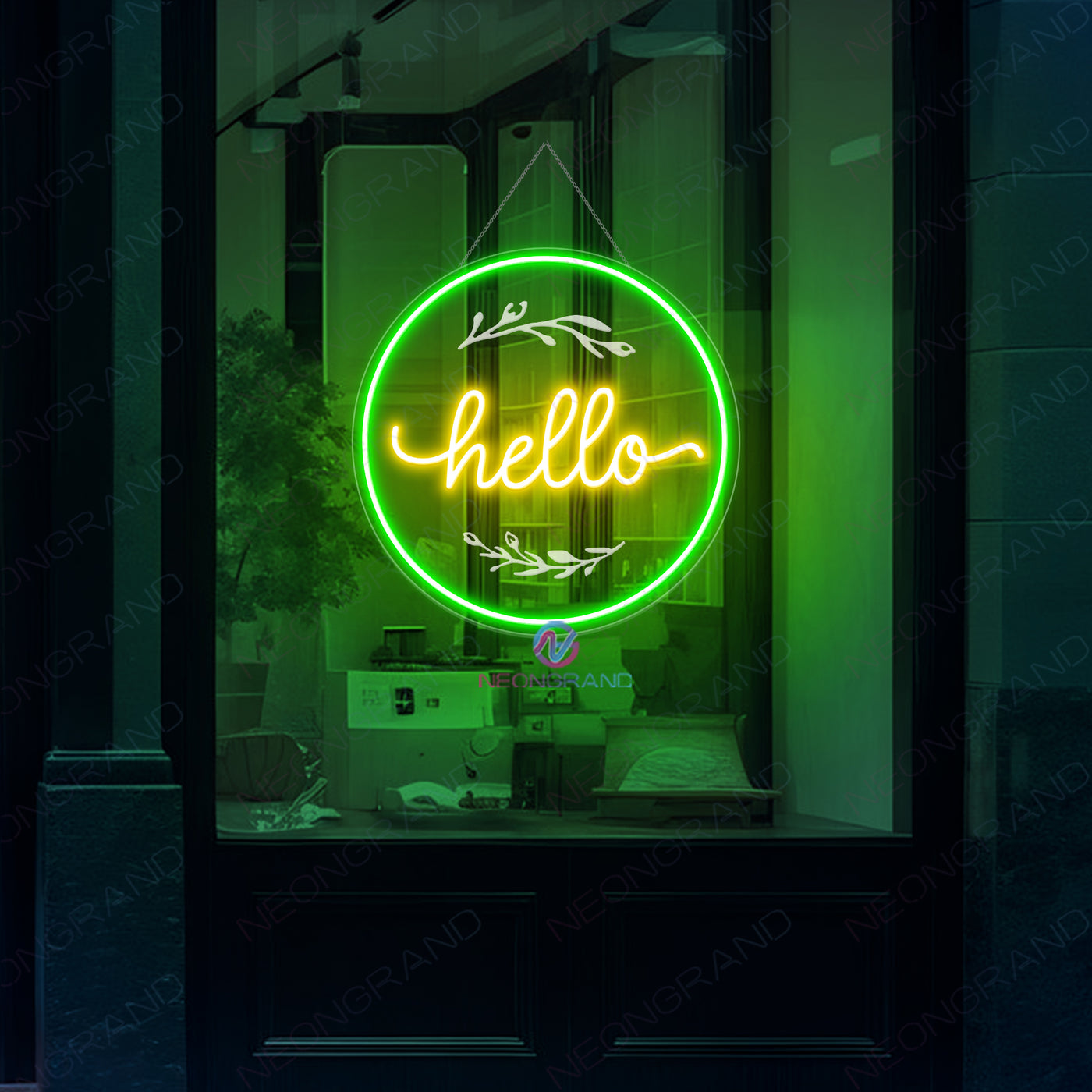 Hello Neon Sign 3D-Engraving Storefront LED Light