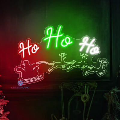 Ho Ho Ho Neon Sign Santa Sleigh LED Light For Christmas