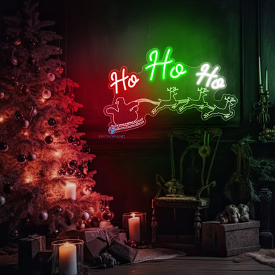 Ho Ho Ho Neon Sign Santa Sleigh LED Light For Christmas