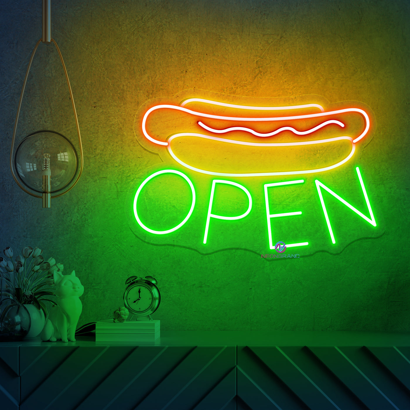 Hot Dog Open Neon Sign Storefront Led Light