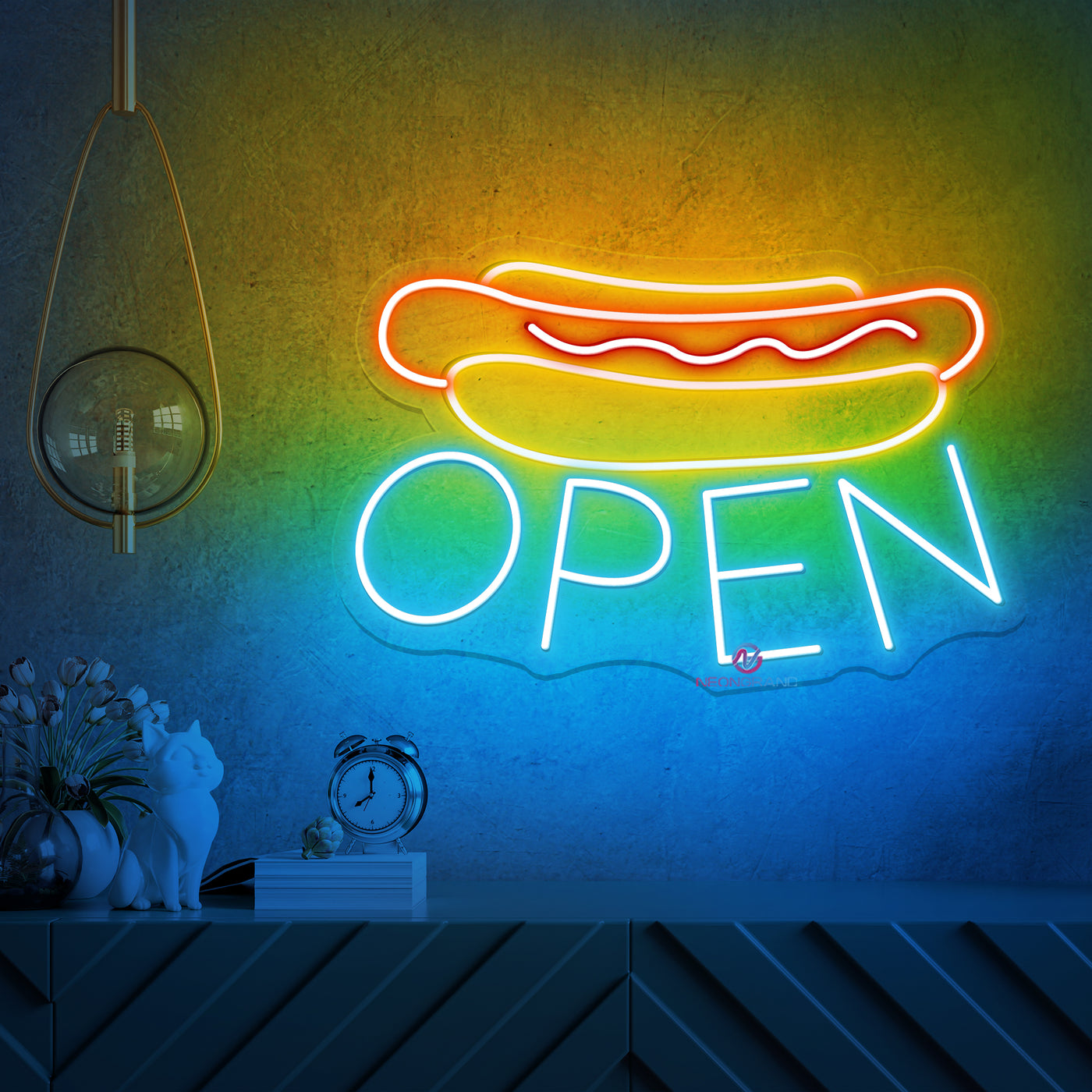 Hot Dog Open Neon Sign Storefront Led Light