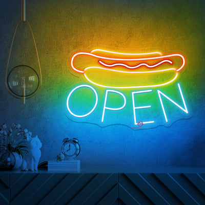 Hot Dog Open Neon Sign Storefront Led Light