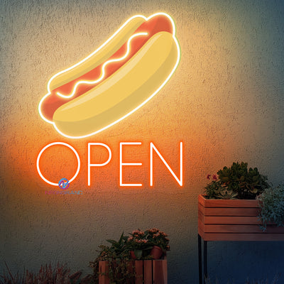 Hotdog Open Neon Sign Kitchen Led Light