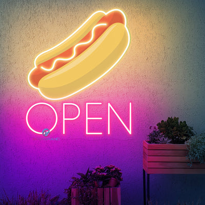 Hotdog Open Neon Sign Kitchen Led Light