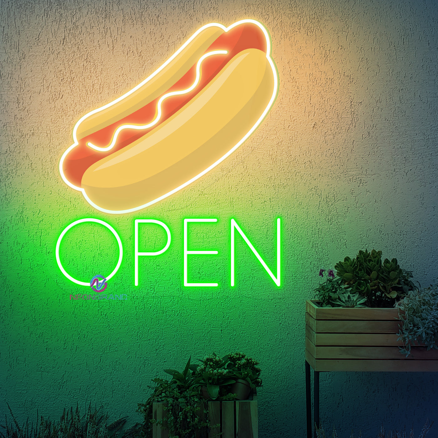 Hotdog Open Neon Sign Kitchen Led Light