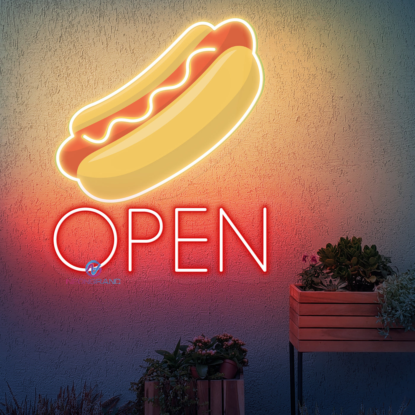 Hotdog Open Neon Sign Kitchen Led Light