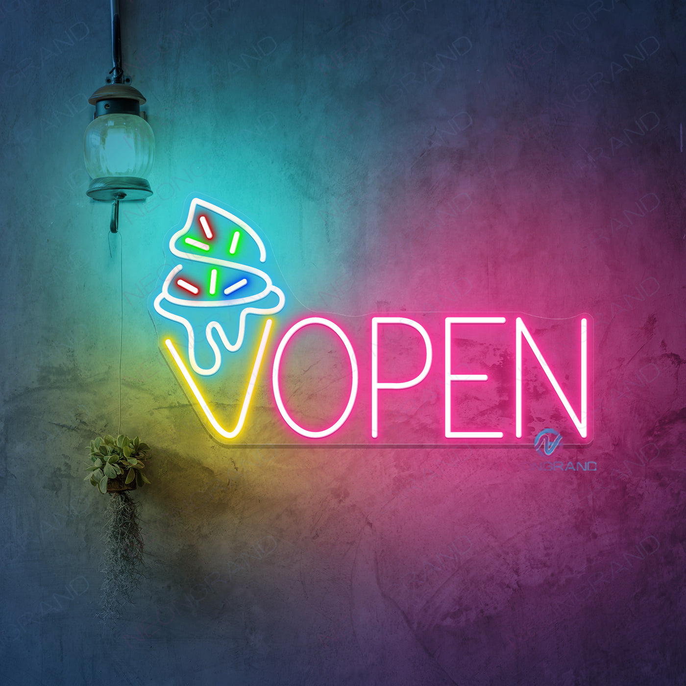 Ice Cream Open Neon Sign Business Led Light