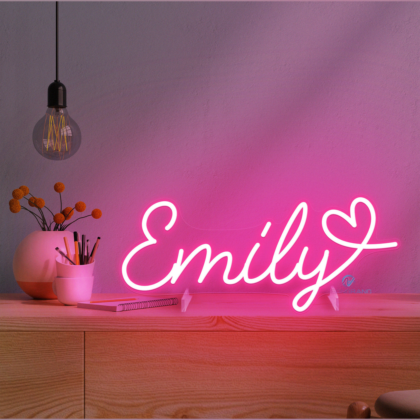 Custom Name Sign With Heart Standing Neon Sign Table Decor