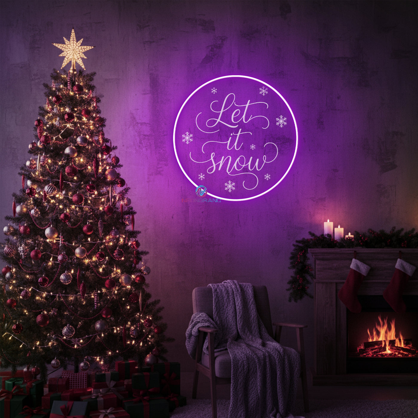 Let It Snow Neon Sign Engraving Christmas LED Light