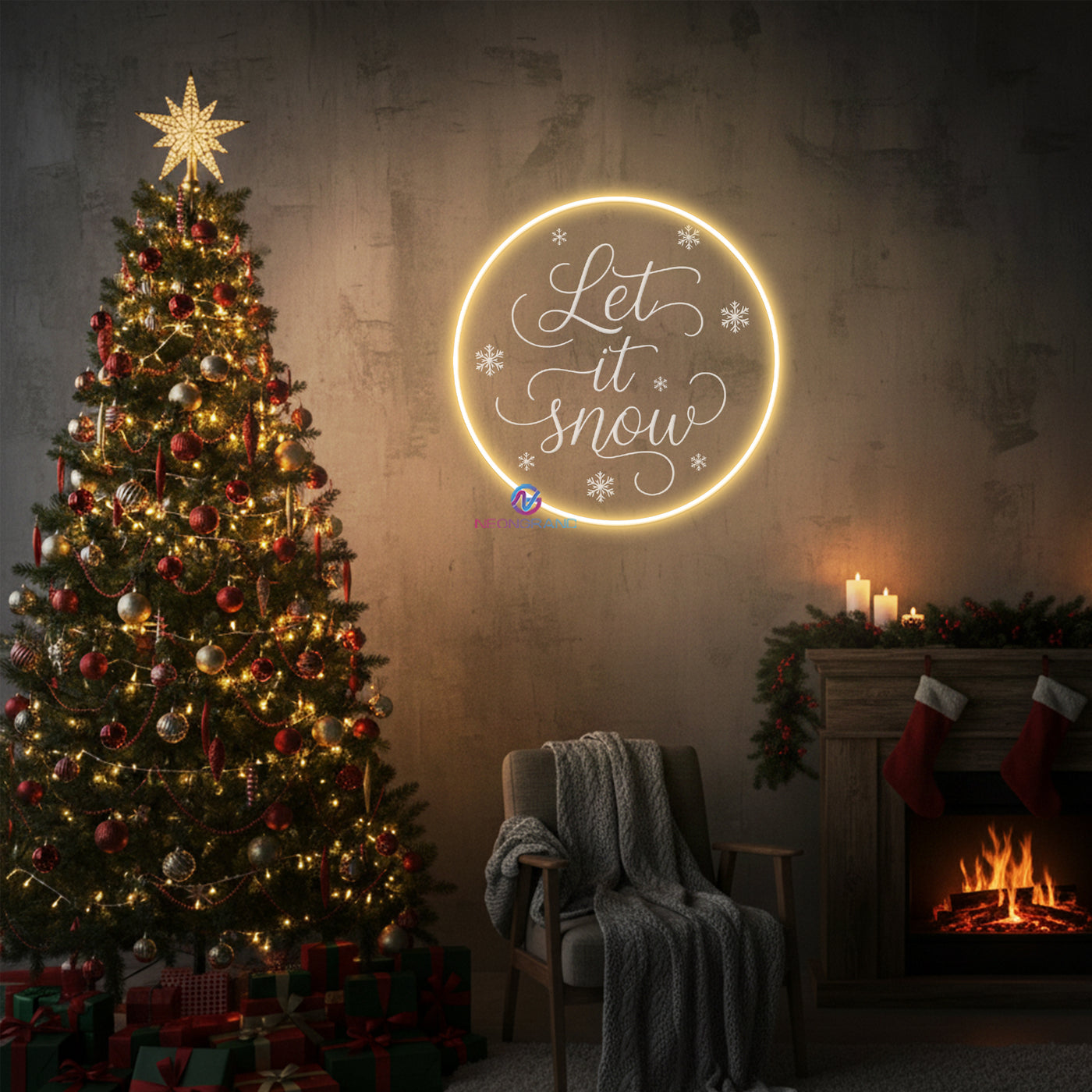 Let It Snow Neon Sign Engraving Christmas LED Light