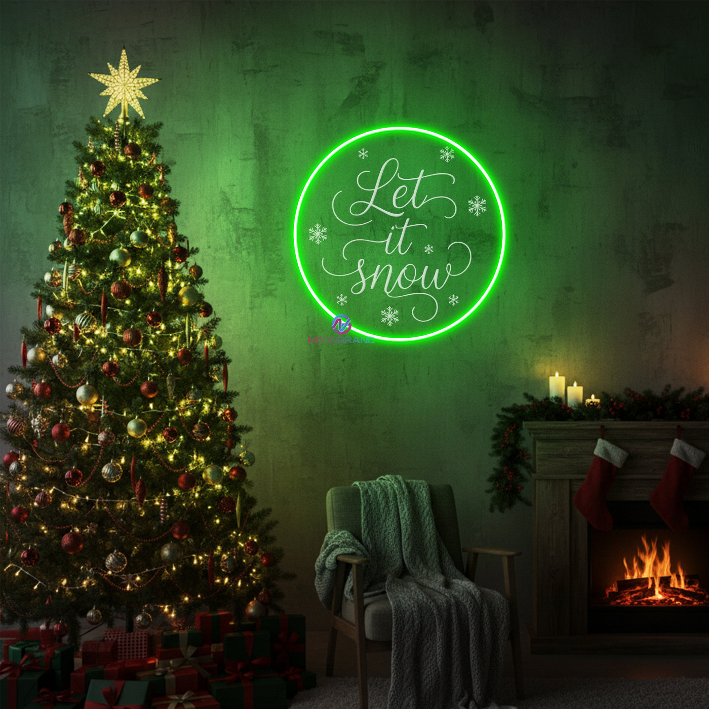 Let It Snow Neon Sign Engraving Christmas LED Light