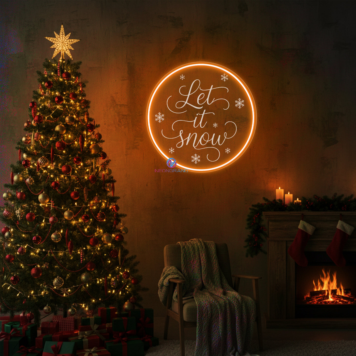 Let It Snow Neon Sign Engraving Christmas LED Light