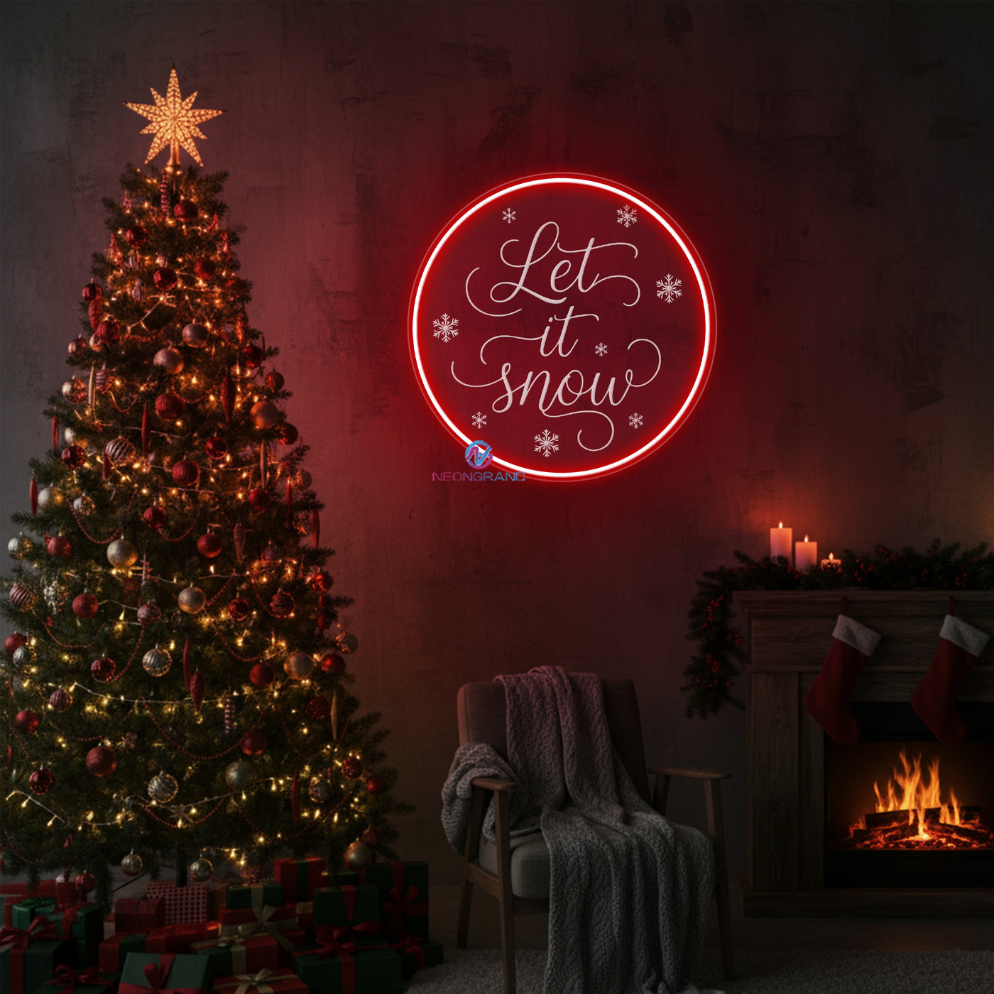 Let It Snow Neon Sign Engraving Christmas LED Light