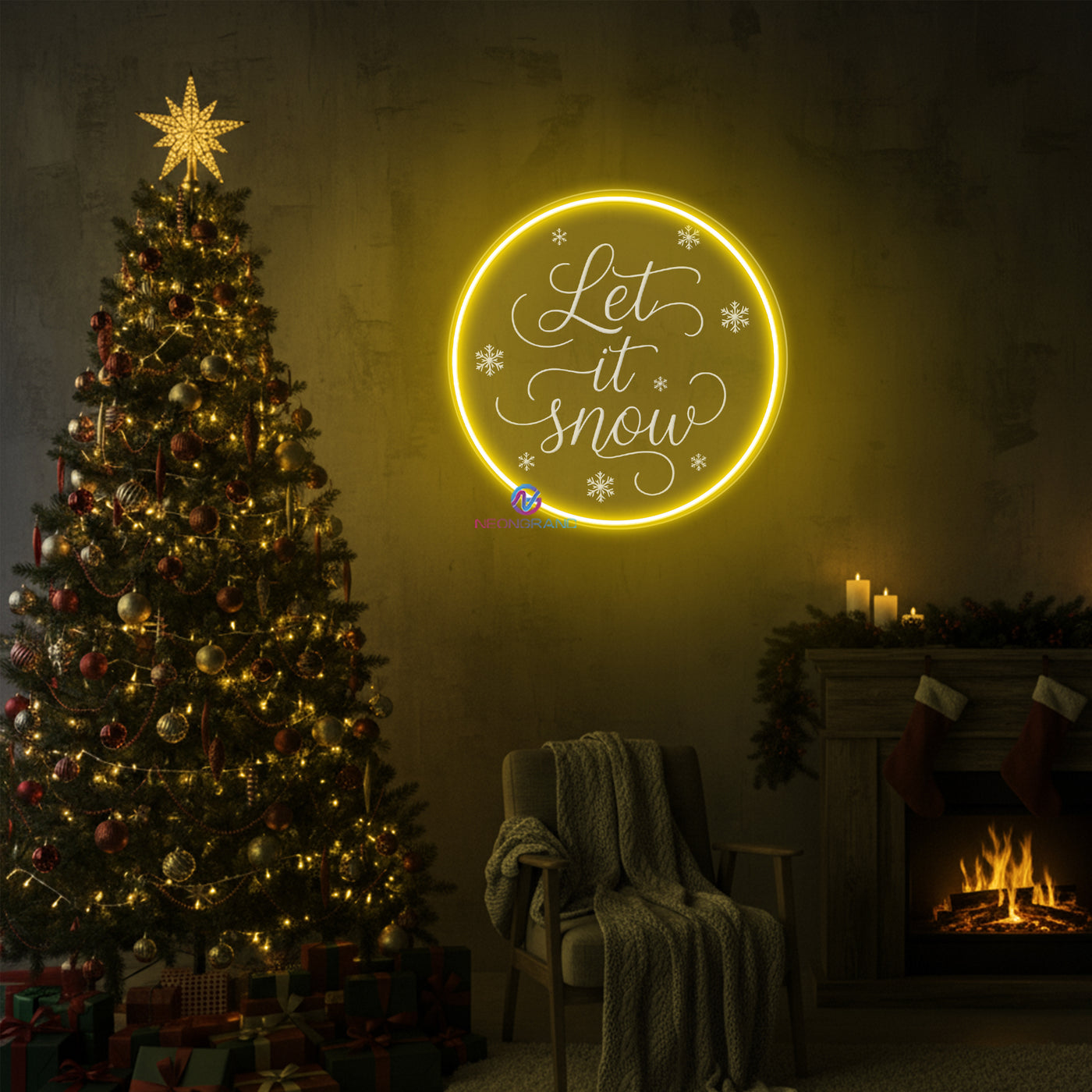 Let It Snow Neon Sign Engraving Christmas LED Light