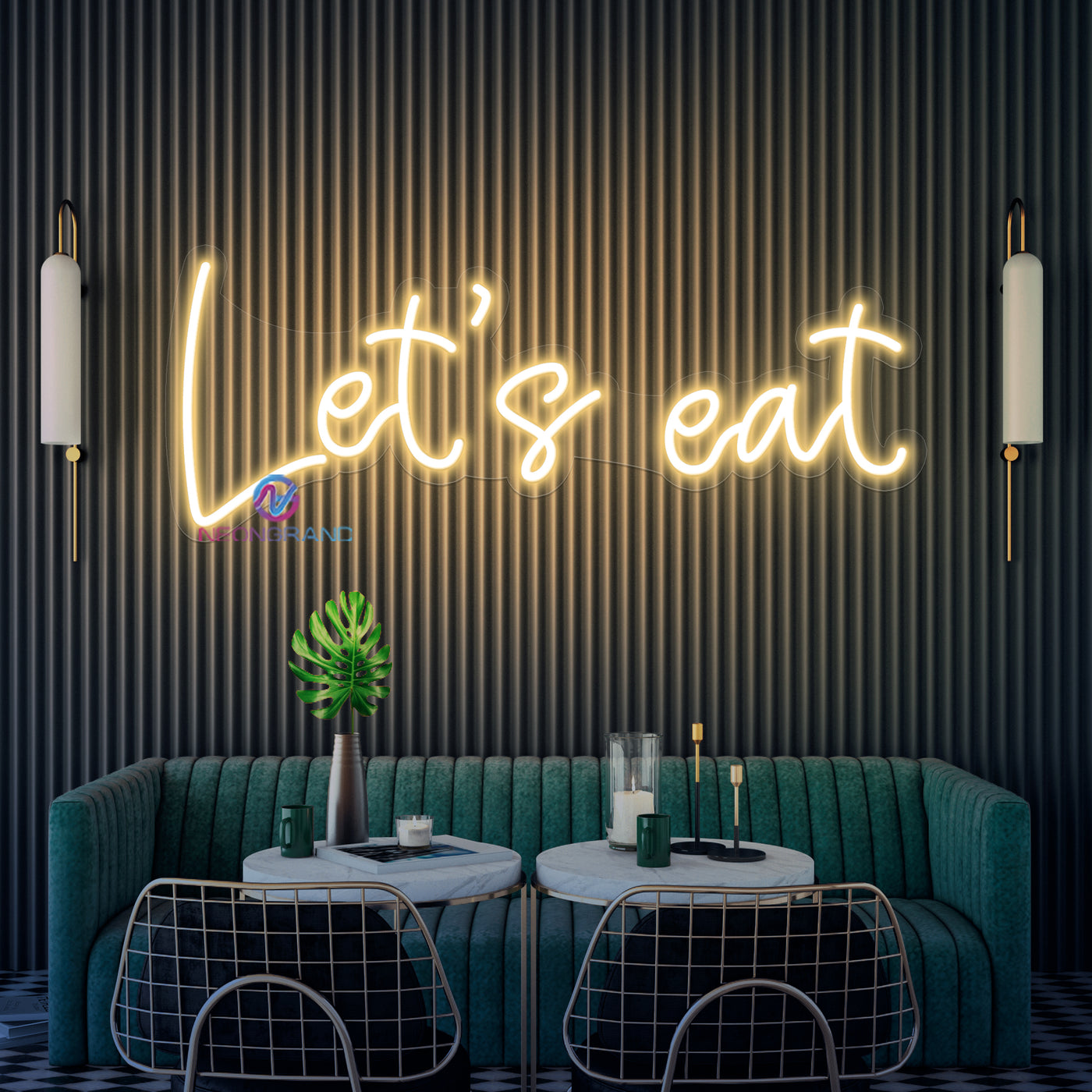 Let's Eat Neon Sign Restaurant LED Light For Kitchen