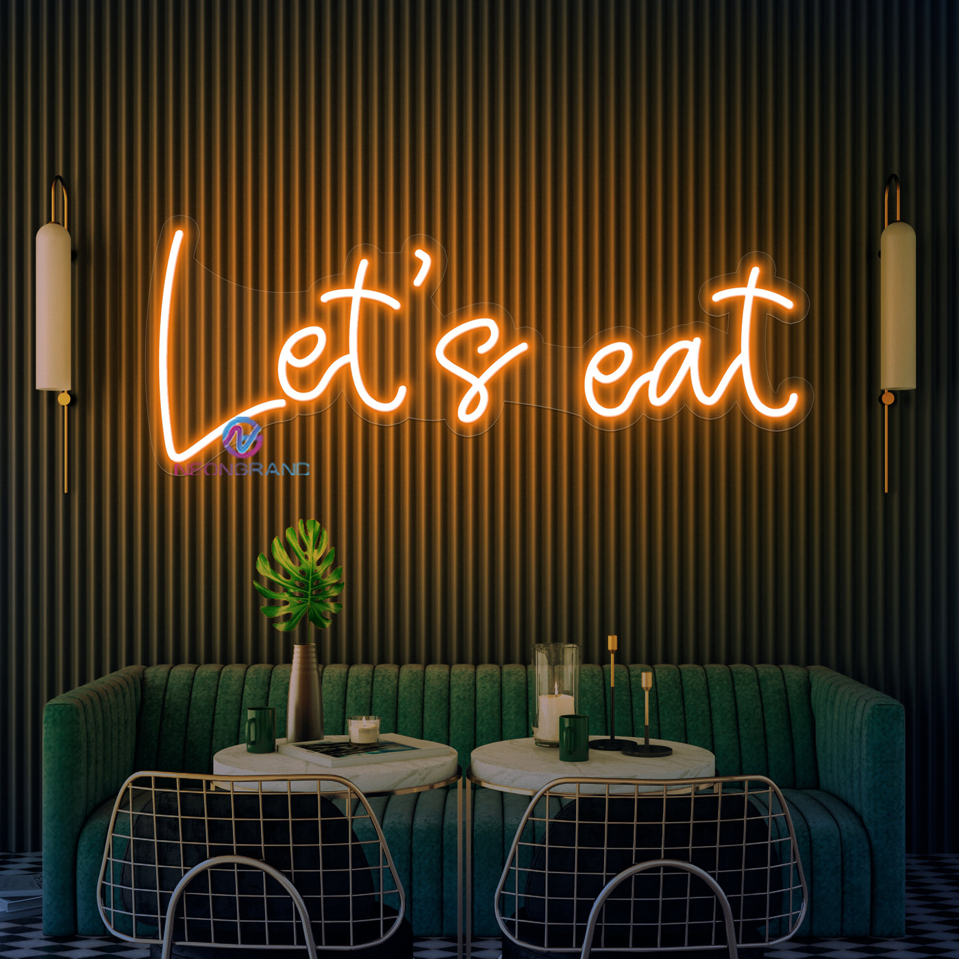 Let's Eat Neon Sign Restaurant LED Light For Kitchen