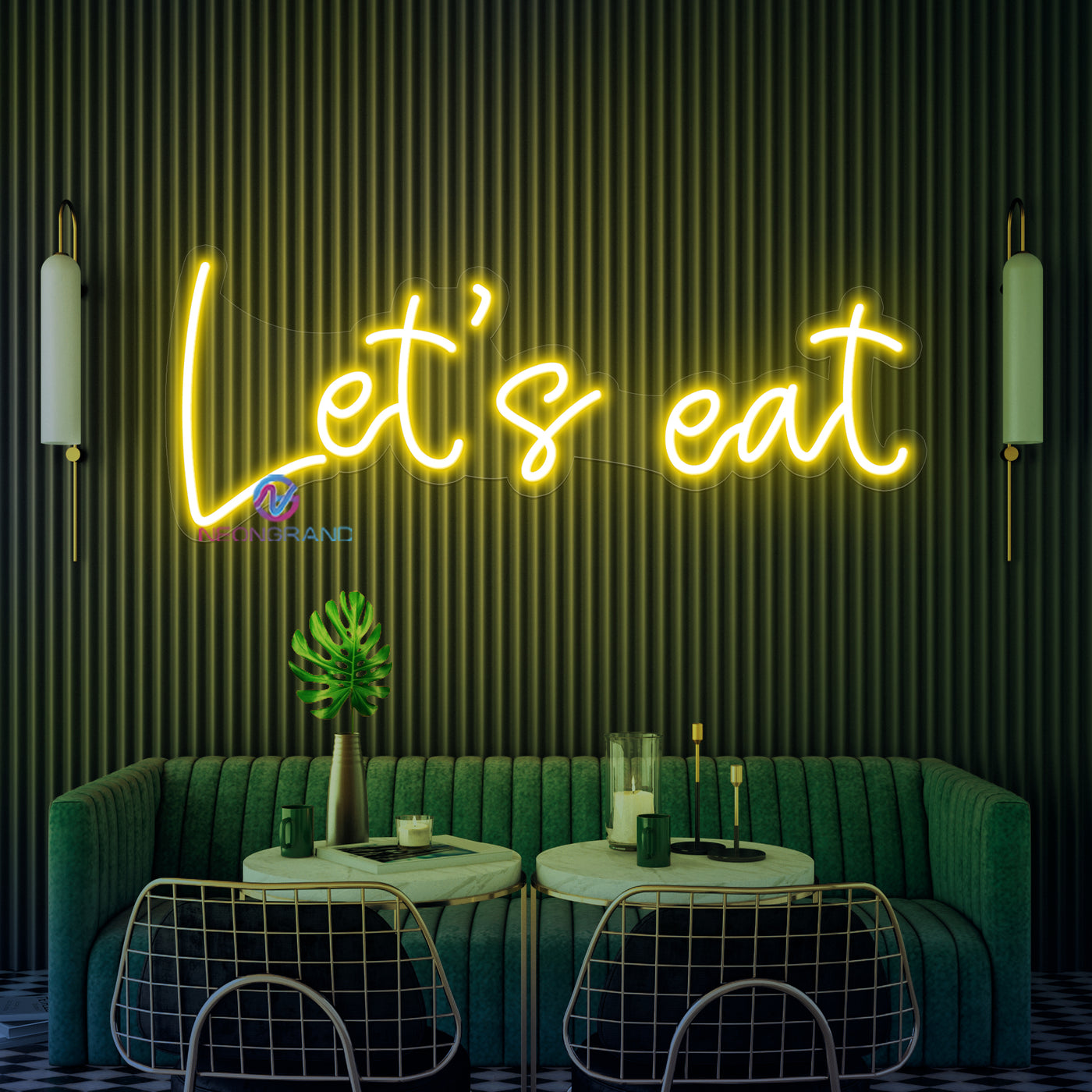 Let's Eat Neon Sign Restaurant LED Light For Kitchen