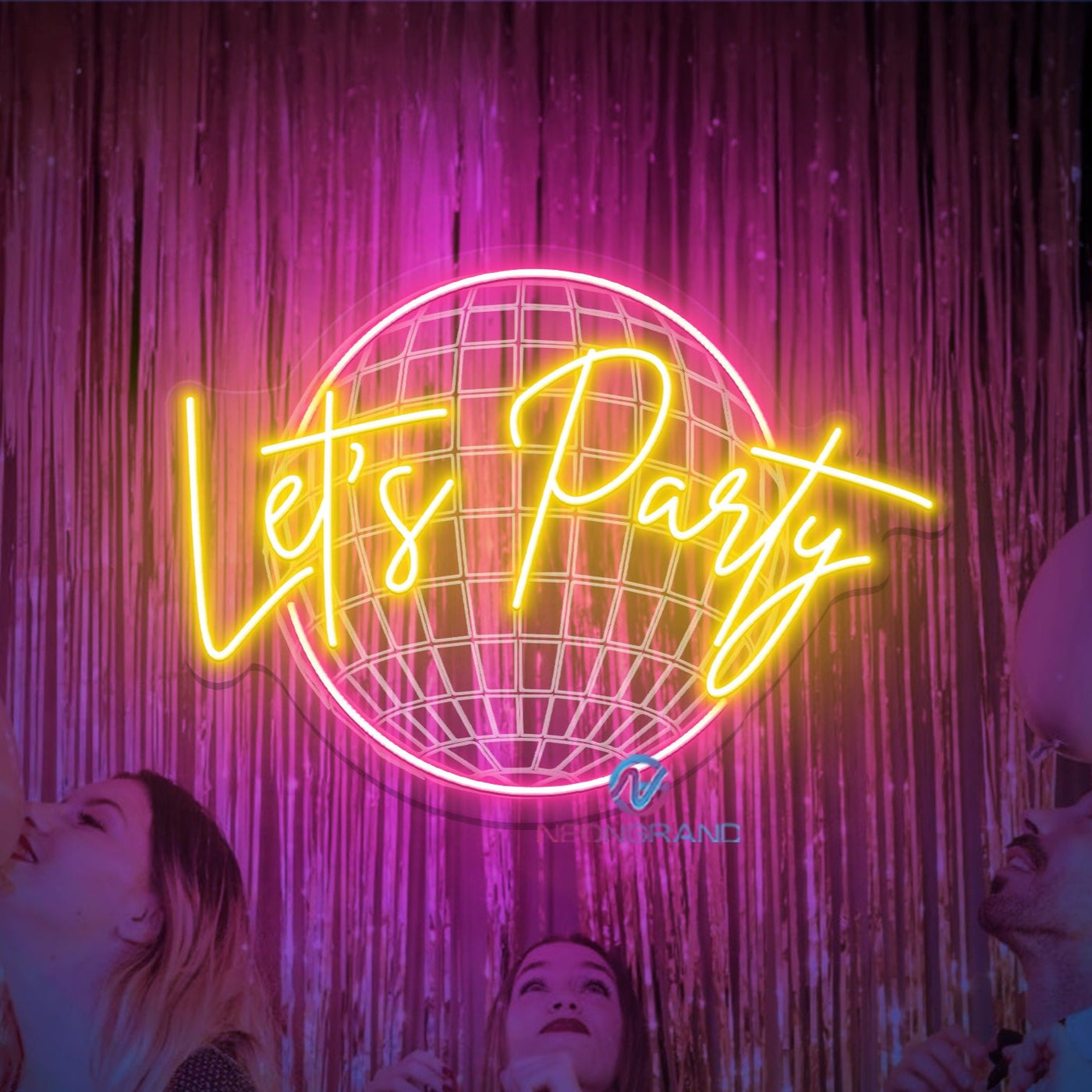 Let's Party Neon Sign Large 3D Engraving Bar LED Light