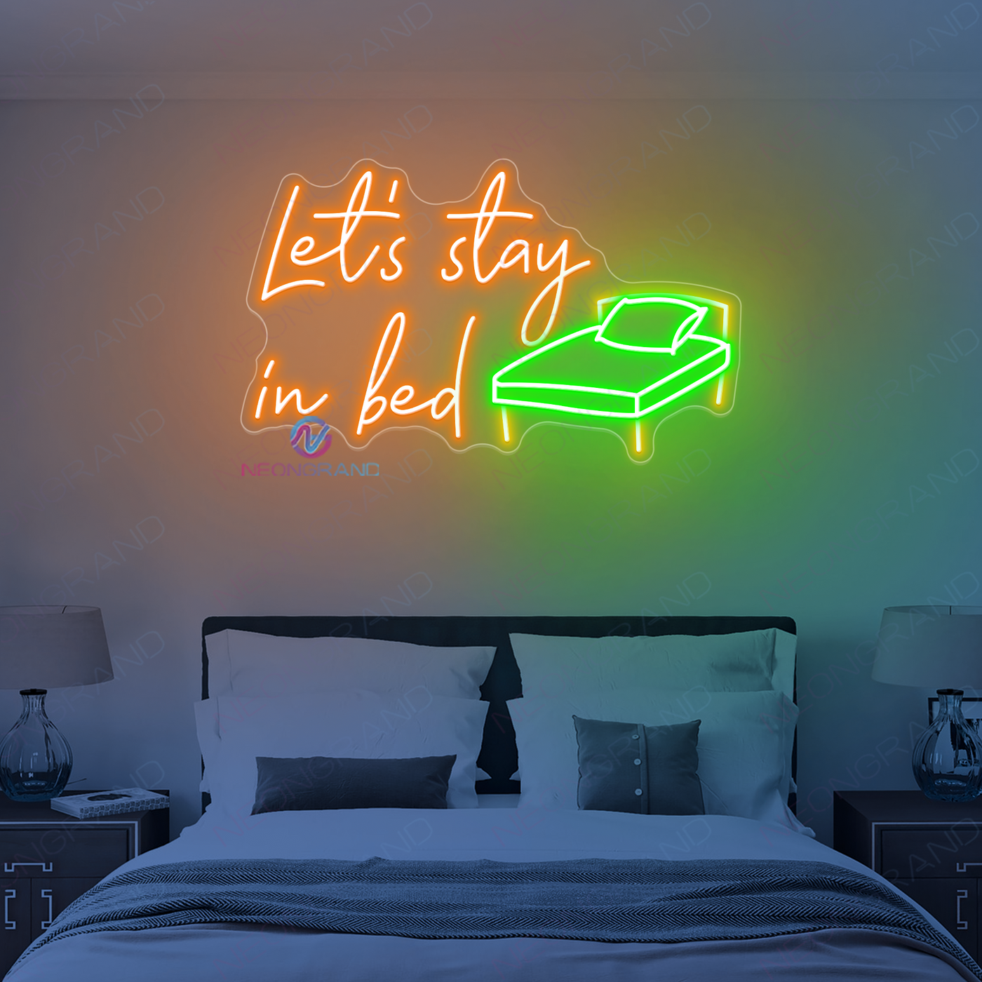 Let's Stay In Bed Neon Sign LED Word Light